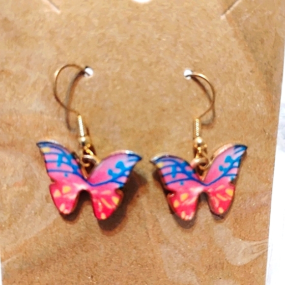 Butterfly Jewelry - 3/$20⭐Pink and Blue Butterfly Earrings with Gold-Toned Hooks